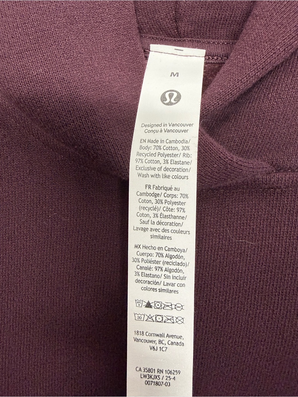 72: Lululemon Womens Steady State Oversized Hoodie Black Plum Size Medium - Picture 2 of 4